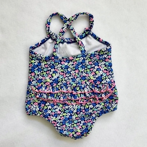 2️⃣ One-Piece Bathing Suits Size 18 months Pink White Blue Yellow Teal - Picture 3 of 7